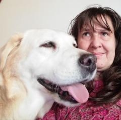 Myself with a yellow labrador