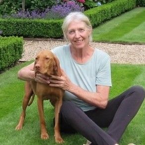 Ingrid with a vizla.